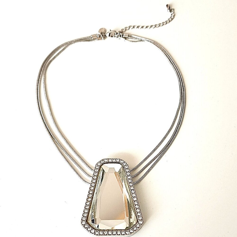 Lia Sophia faceted glass & rhinestone pendant necklace